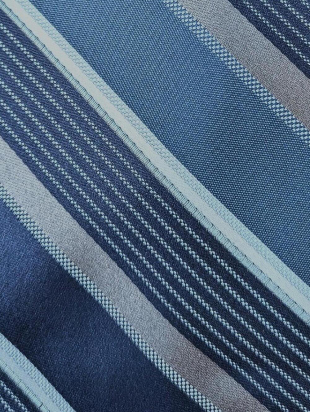 GEORGE Blue Navy Gray White Diagonal Striped Woven Satin Necktie